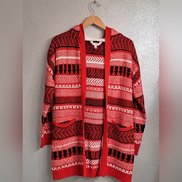 Juniors Open Cardigan With Faux Sherpa Hood   Size 7-9 - Picture 1 of 6